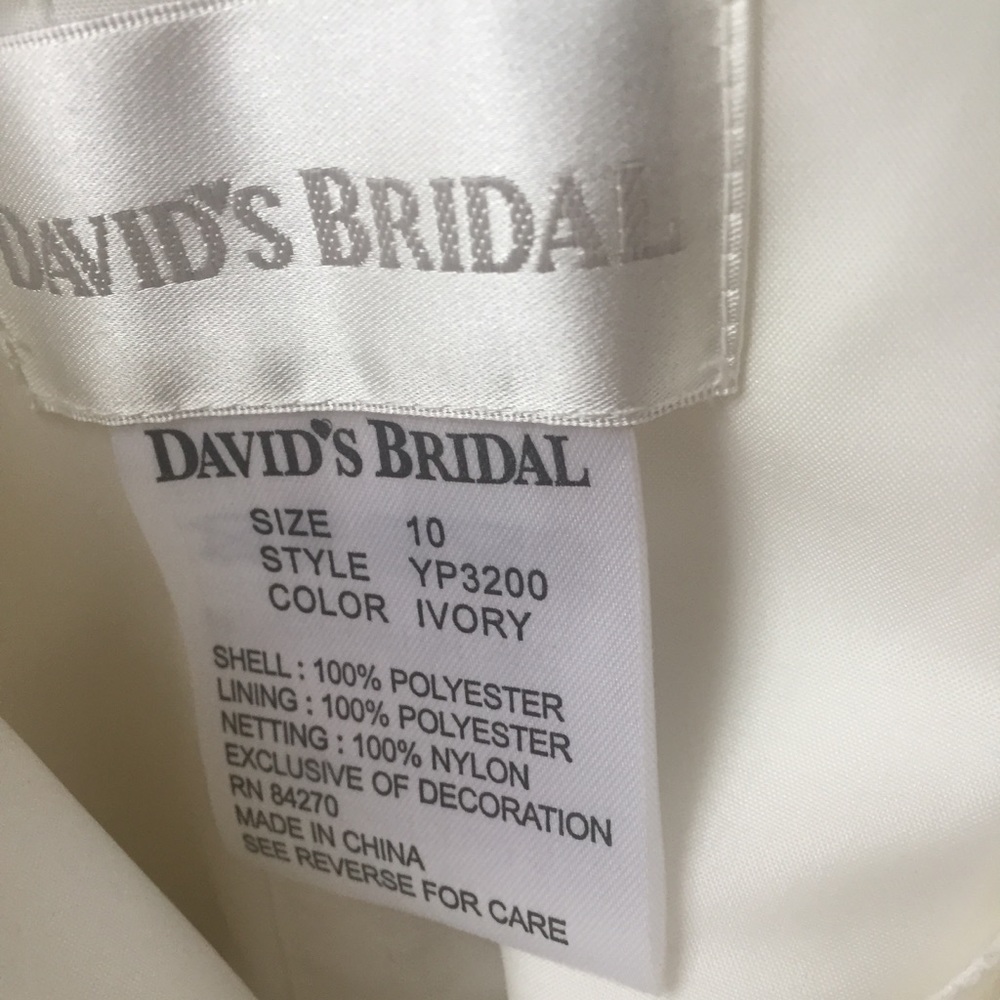 David’s Bridal Ivory Wedding Gown and Head Piece - Picture 8 of 8